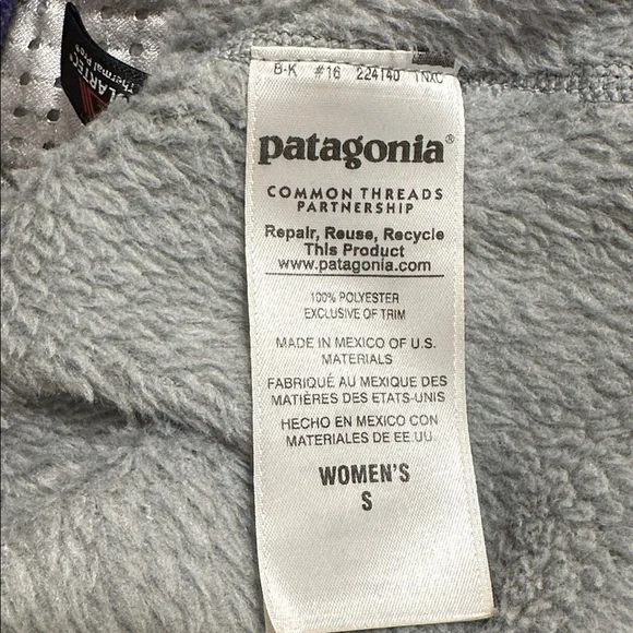 Patagonia Womens Re-Tool Snap-T Fleece Pullover Jacket Sz Small Gray & Purple - Picture 10 of 11
